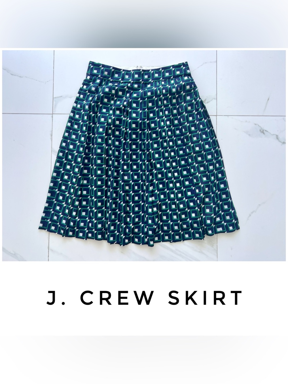 J. Crew skirt size 4 green black white geometric pleated
